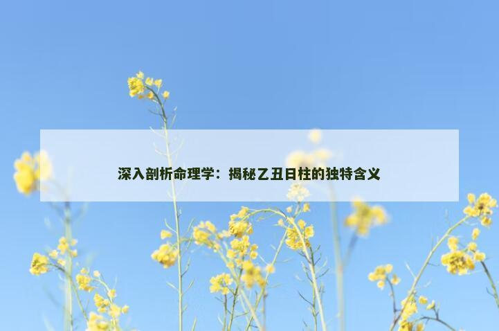 深入剖析命理学：揭秘乙丑日柱的独特含义